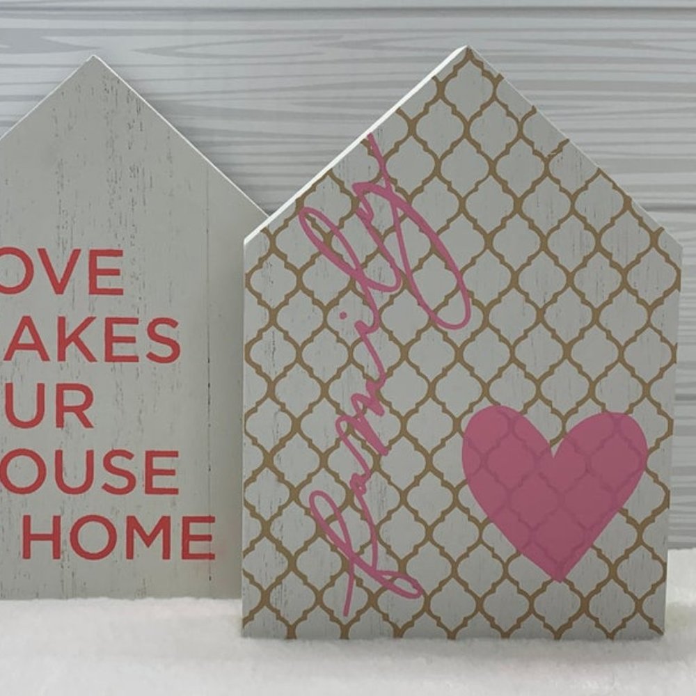 Family (with Heart) on a House Cutout | Home Decor